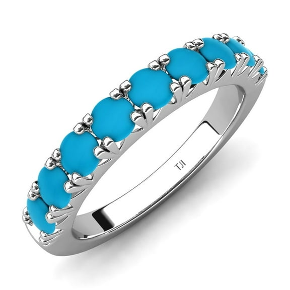 TriJewels 0.63 ctw Turquoise (3.00 mm) 9 Stone Wedding Band in 10K Gold