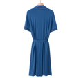 thumbnail image 5 of JTieacloth Soft Loose Sleepwear Male Casual Nightgown Solid Color Homewear Short Sleeve Half Waist Tie Robe Blue, 5 of 6