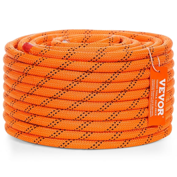 VEVOR Dual Twisted Polyester Cord, 1/2 inch by 120 feet, 48-Strand, 8000 LBS Tensile Strength, Multi-Use Outdoor Rope for Arborist Activities, Hiking, Swinging, Rappelling, and Rescue, Or
