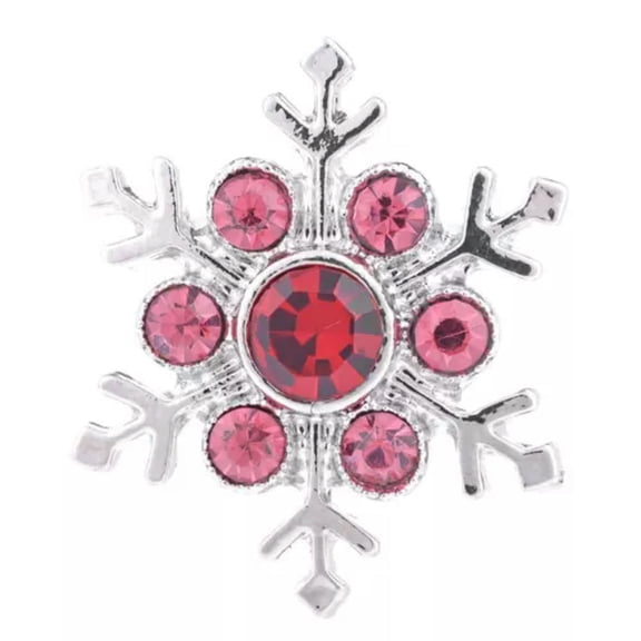 HOOUN 3D Snowflake Crystal Chunk Charm Snap Button Fit 18mm Snap Jewelry DIY -ROSE