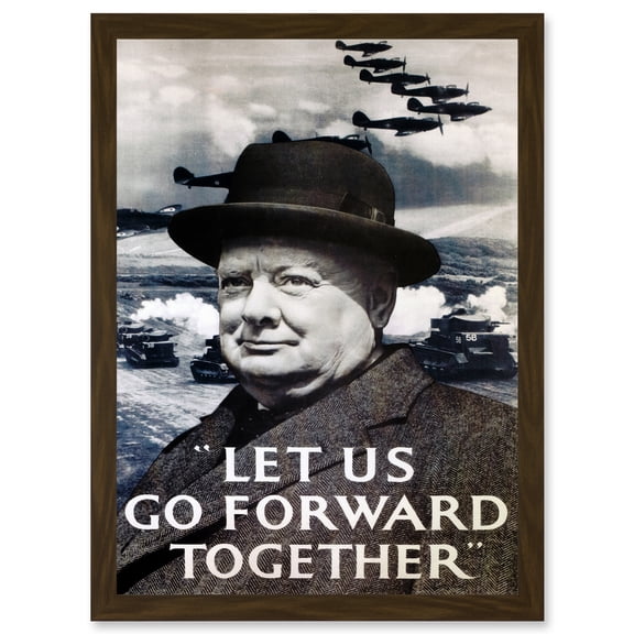 War Winston Churchill Military Victory UK Britain England World War 2 A4 Artwork Framed Wall Art Print