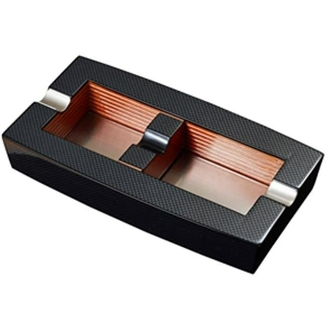 Visol VASH724 Normandy Carbon Fiber Elongated Ashtray with Adjustable Cigar Rest