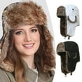 thumbnail image 3 of Hat - Faux Fur Lined Russian Style Warm Winter Cap Warm Hat Hot E8H6, 3 of 6
