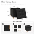 thumbnail image 6 of PINPLUS 15" Footstool for Living Room,Black Ottoman Storage Box with 4 Wood Legs,Folding Ottoman Coffee Table with Storage, 6 of 7