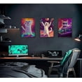 thumbnail image 4 of Hieng Disco Interesting Suitable Cat Wall Art Singing and Dancing Cat Paintings Pictures Wall Decor Vibrant Playful Canvas Prints Posters for Home Wall Party and Other（Only canvas）, 4 of 6