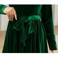 thumbnail image 6 of Women's Fall Dresses Long Sleeve Velvet Formal Maxi Dress with Belt Casual Cocktail Wedding Guest Party Long Dress, 6 of 7