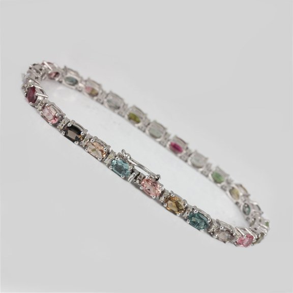 Women Multi Gemstones Tennis Bracelet,925 Sterling Silver Handmade Jewelry Anniversary Gifts