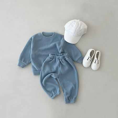 

Hunpta Newborn Infant Baby Girls Boys Autumn Solid Cotton Long Sleeve Long Pants Set Outfits Clothes