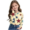 thumbnail image 6 of MKOSPLRT 3-14 Years Kids Y2K Tops Long Sleeve Crewneck T Shirts Funny Stars Graphic Shirts Fashion Color Block Blouses Soft Tees, 6 of 8