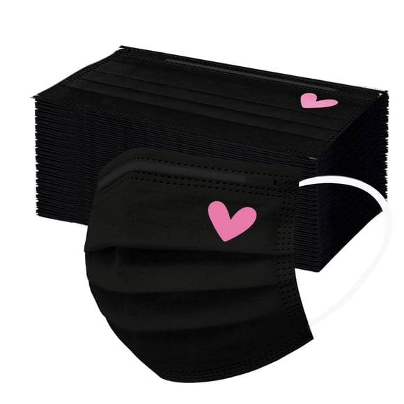Mascarillas desechables YOMEESOUL, 50 unidades, rosa/negro, 3 capas, para mujeres