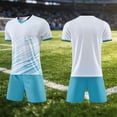 thumbnail image 3 of Odeerbi Kids Teen Boys Girls Mesh Quick Dry Soccer Uniform Set Striped T-Shirt Shorts Breathable Athletic Sportswear for 5-15 Years, 3 of 7