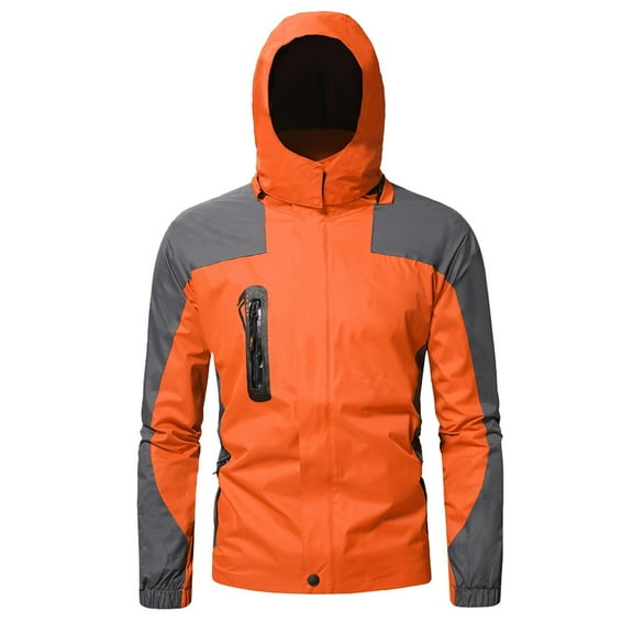 Aayomet Coats For Men Winter Coats for Men, Men's Winter Snow Coat Warm Ski Jacket Hooded Waterproof Work Outerwear Snowboarding Jacket Windbreaker,Orange XL