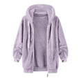 thumbnail image 5 of adviicd Women's Sherpa Fleece Hooded Jacket Zip Up Fuzzy Sweatshirts Fall Winter Warm Soft Cozy Clothes (Light Purple, 4XL), 5 of 6