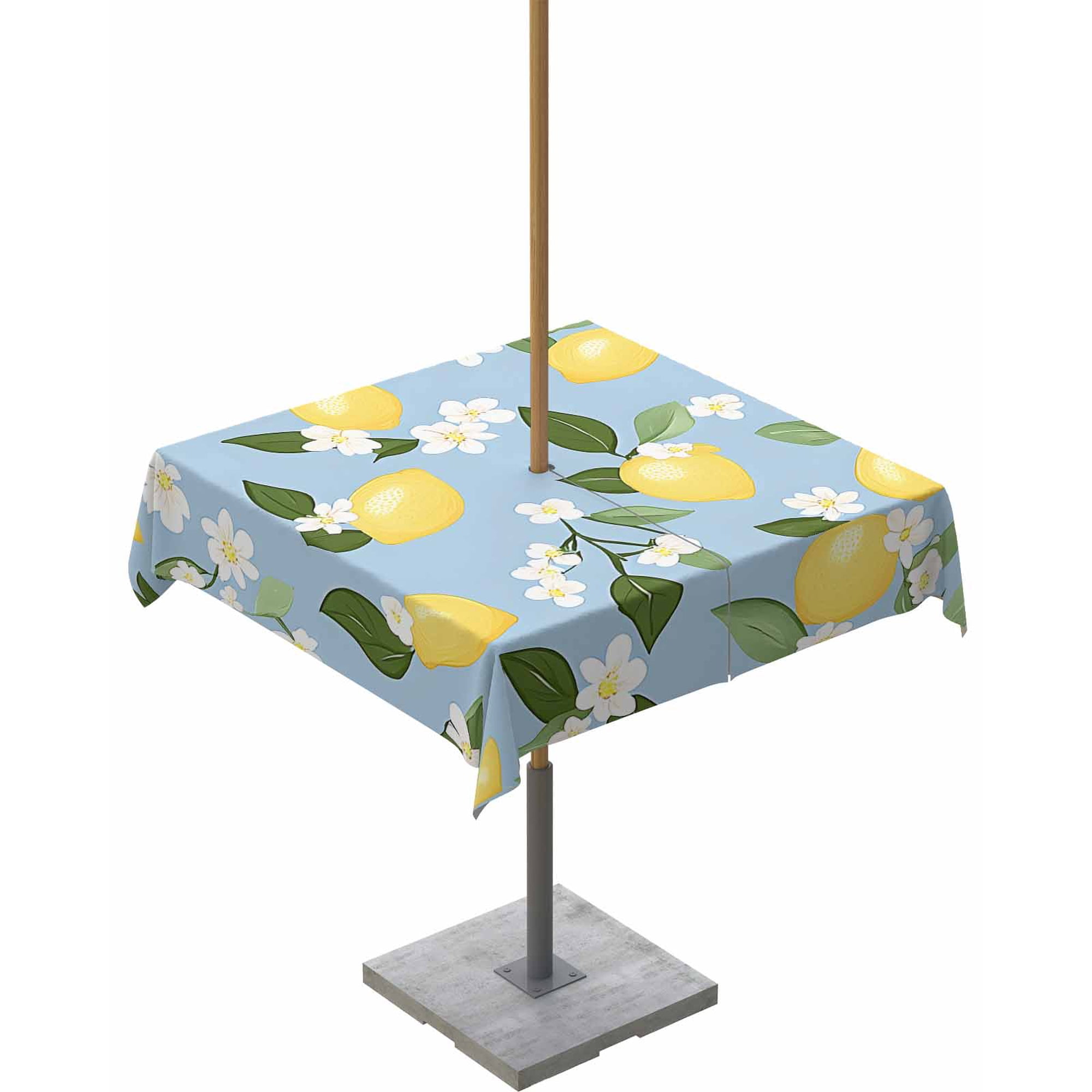 nqOlkjepod Summer Yellow Lemon Outdoor Tablecloth with Umbrella Hole & Zipper Spring Floral Farmhouse Square Table Cover 60x60 Inch Dining Waterproof Table Cloth Protector for Patio/Party/Picnic