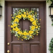26" Summer & Spring Daisy Eucalyptus Wreath for Front Door, Artificial Greenery Wildflower Spring Wreath, Perfect Seasonal Decorations