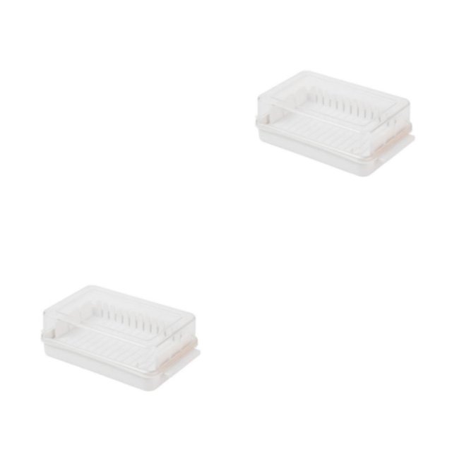 Moyic Caja de almacenamiento de corte de mantequilla duradera para queso y mantequilla Almacenamiento de queso Refrigerador de mantequilla blanco 2Conjunto
