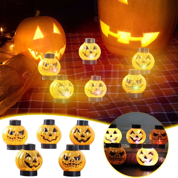 Halloween Pumpkin Light under $5! CQCYD Halloween LED Pumpkin Lantern, Handheld Ghost Face Tea Light Flameless Night Light, Battery Operated Party Desktop Decoration, Spooky Decor for Home Yard Porch