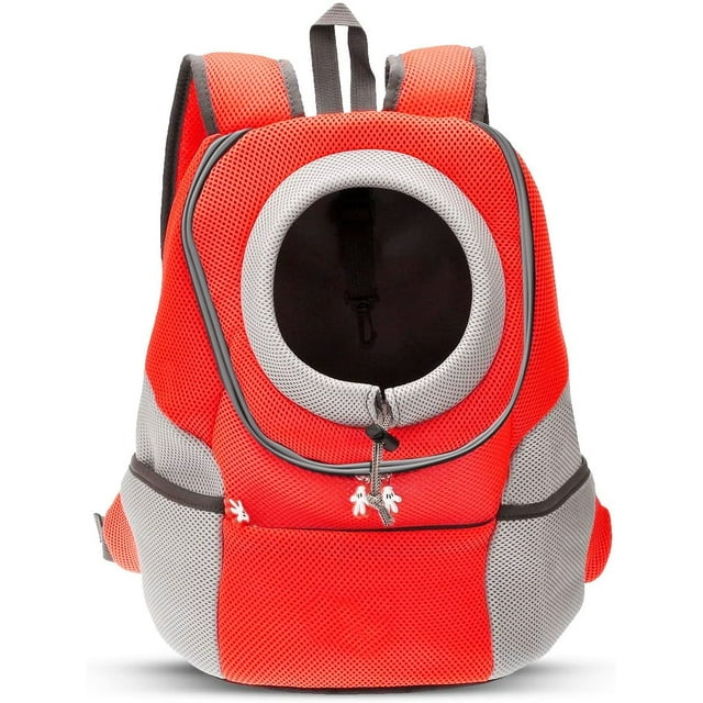Sac à Dos pour Transporter les Animaux Sac de Voyage pour Chien Sac de Transport pour Petits Chiens Chats Design Tête Dehors Approuvé par les Compagnies Aériennes pour Vélo Randonnée (Orange TG)