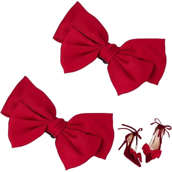 2pcs Bow Shoe Clips Satin Shoes Buckle Removable Shoe Clips Elegant Shoes Clip Shoe Jewelry Clips for Women Wedding Summer Party Heels Flats Hair Accessories Bag Clothing Boot