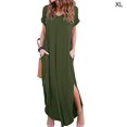 thumbnail image 3 of Sonducket Vestido de mujer con cuello en V Abertura Vestido largo Chica Ropa de manga corta Vestidos Verde XL, 3 of 4