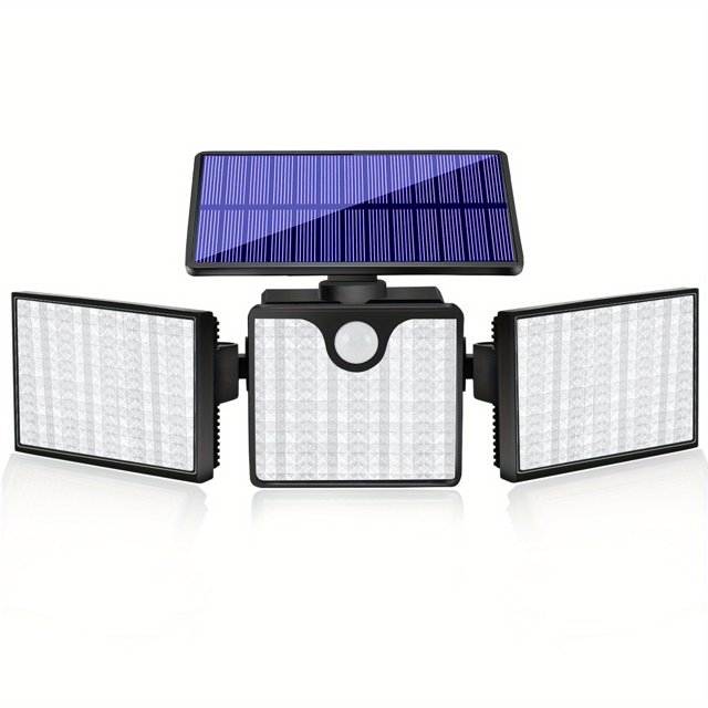 1pc/2pcs LED Solar Motion Sensor Wall Lights, Outdoor Solar Garden Lights With 3 Adjustable Heads, Security LED Flood Light, Solar Lights For Outside 230LED 2200LM