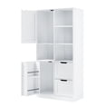 thumbnail image 4 of Bathroom Storage Cabinet With Doors And Drawers, Tall Storage Cabinet With Open Shelves & Adjustable Shelf, Freestanding Pantry Cabinet For Kitchen Living Room Bathroom, 4 of 8