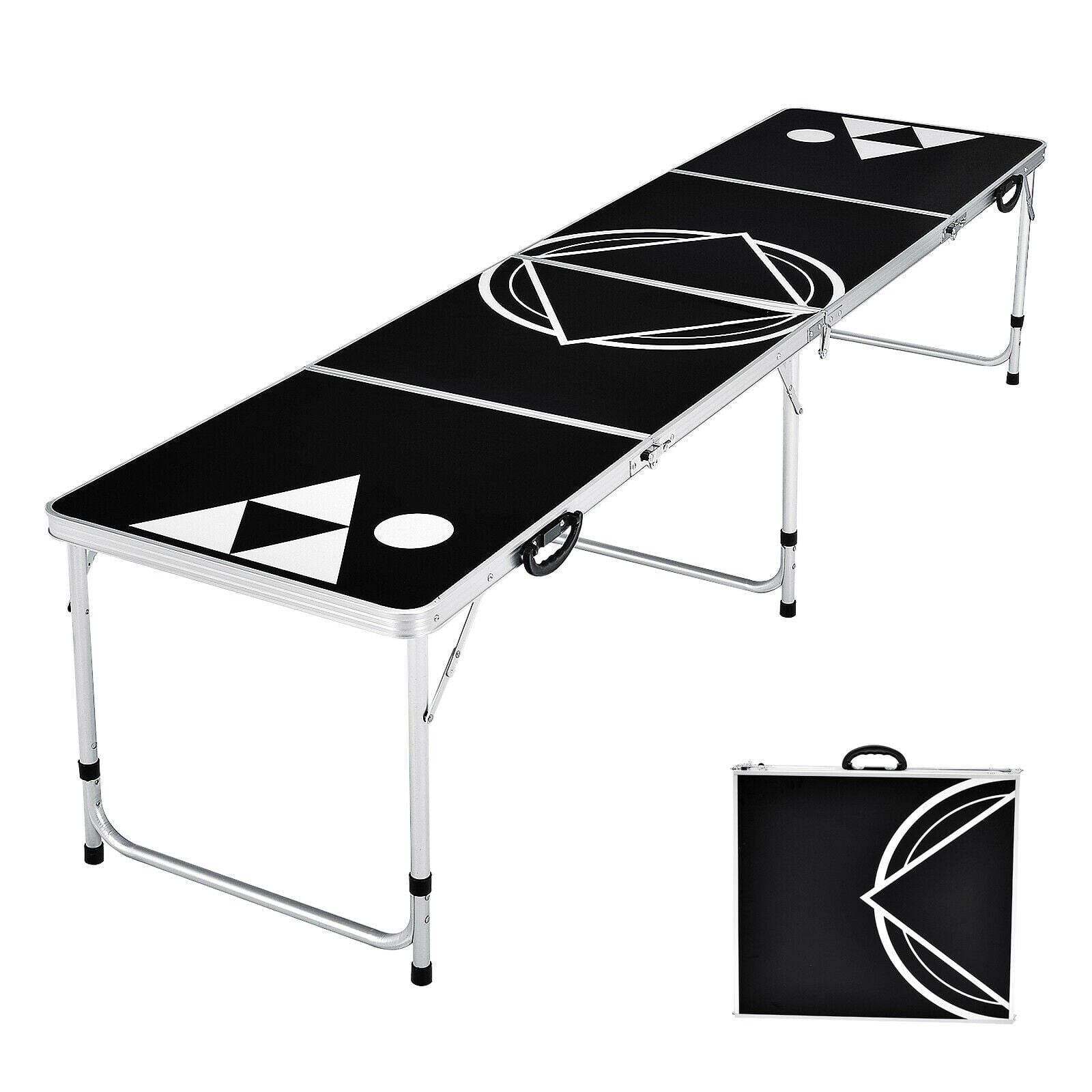 Custpromo Portable 8 Foot Foldable Beer Pong Table Picnic Table Camping Table Indoor or Outdoor Activities 