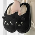 thumbnail image 3 of Womens Memory Foam Fuzzy Slippers Cartoon Cat Plush Platform Slippers Home Cotton Slippers Comfy Slip-On Warm House Shoes Black Size 9, 3 of 9