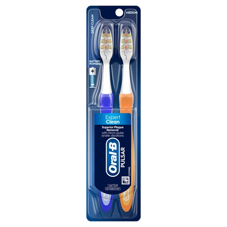 Oral-B Vibrating Pulsar Battery Toothbrush Pack, Medium, 2 Count, Removes  90% Plaque - Walmart.com