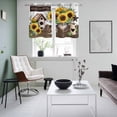 thumbnail image 5 of 2 Panels Kitchen Tier Curtains 39 Inch Length, Yellow Sunflowers Grommets Window Treatment Curtain, Western Star Farmhouse White Wooden Thermal Curtains Drapes for Living Room/Bathroom, 5 of 9