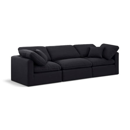 Meridian Furniture Indulge 105" Contemporary Linen Fabric Modular Sofa in Black