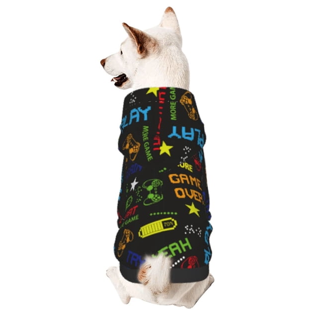 Balery Pixel Game Sudadera con Capucha para Perros Pequeños – Ropa para Mascotas, Disfraz para Perros y Gatos, Ideal para Fiestas y Cosplay-Large