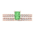 thumbnail image 2 of 1.16 ct Brilliant Emerald Cut Green Zircon 14k Rose Gold Solitaire with Accents Engagement Bridal Wedding Ring Band Set size 9.75, 2 of 7