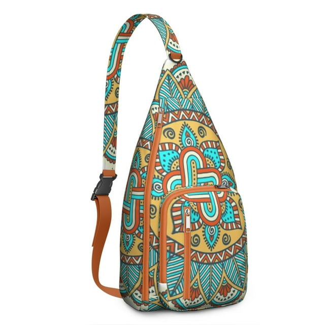 Mystic Mandala Sling Backpack - Exotic Geometric Pattern Crossbody Shoulder Bag, RFID Blocking Secure Pockets