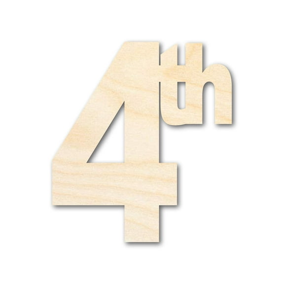 Unfinished Wood 4th Cutout | DIY Craft Cutout 8" / 1/2"