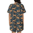 thumbnail image 3 of Naloa Reindeer Women's Short-Sleeved Pajama Set, Loungewear, Summer pajamas, Breathable Cozy - Small, 3 of 9