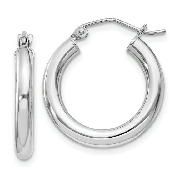 925 Sterling Silver Rhodium-plated 3mm Round Hoop Earrings