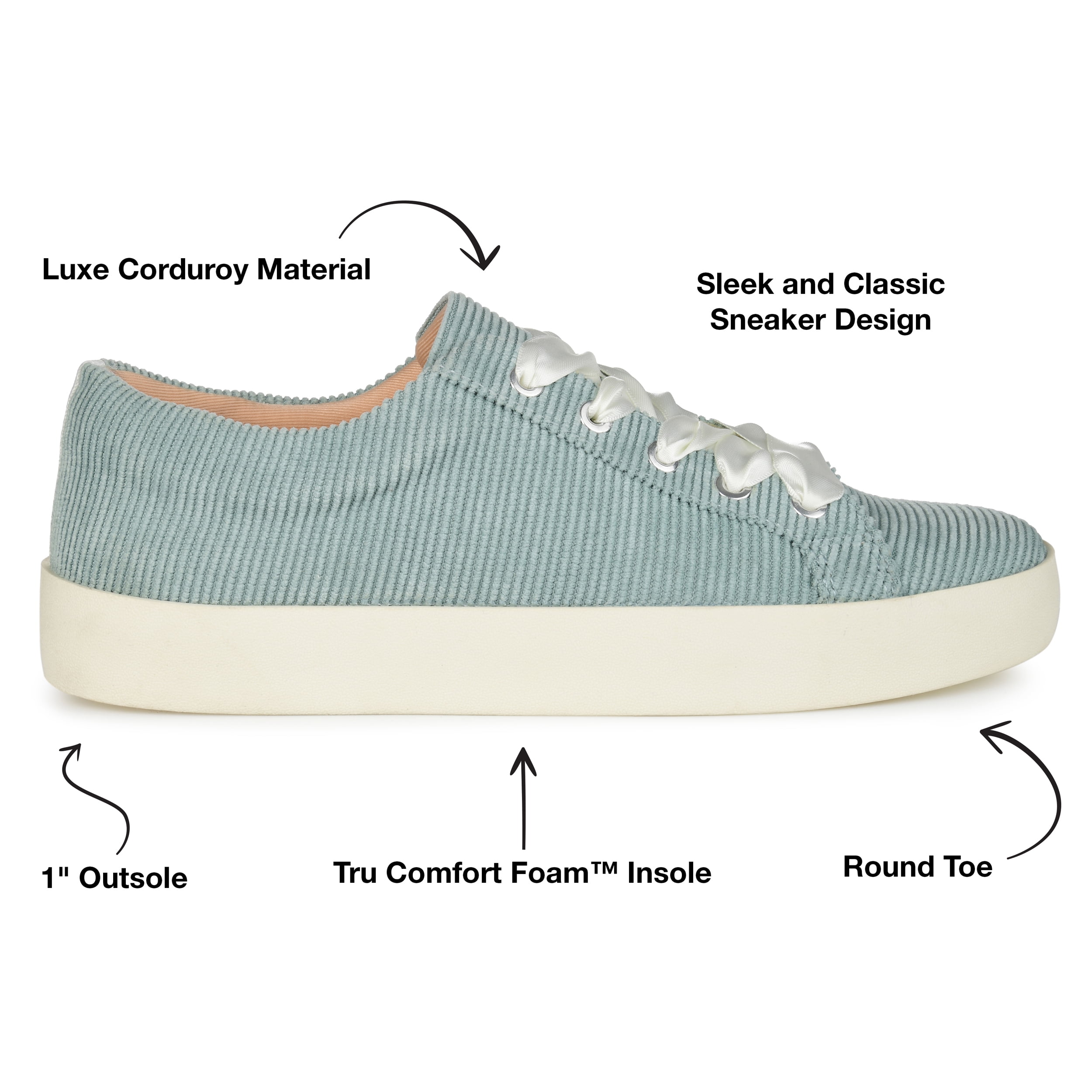 Journee Womens Kinsley Round Toe Lace Up Sneakers