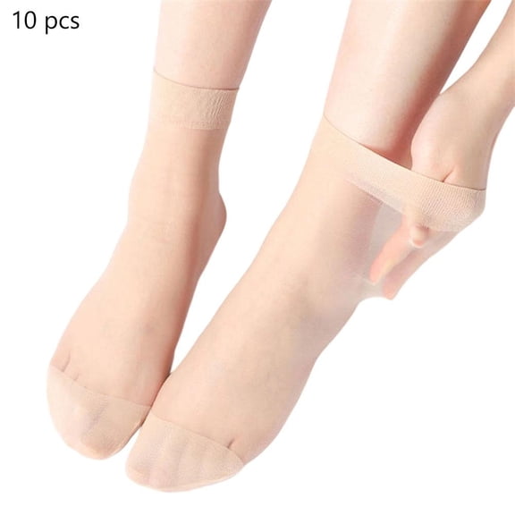 10 Pairs Women's Ankle Sheer Socks Thin Nylon Sock Short Dress Stockings See Through Sock Nylon Reinfored Toe Pantyhose Socks for Women