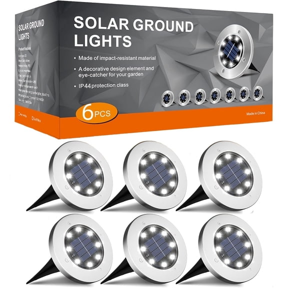 Solar Spot Lights Outdoor, 6/16/18 Pack IP44 Waterproof Solar Garden Landscape Lights, Cool White LED Pathway Lights for Driveway, Patio, Yard & Walkway