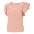 thumbnail image 3 of QIJUNTUO ​Women's Textured Ruffle Butterfly Sleeve Casual Top With Wave Design For Summer Boho Style​ Pink, 3 of 9