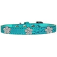 thumbnail image 3 of Silver Flower Widget Croc Dog Collar Turquoise Size 10, 3 of 4