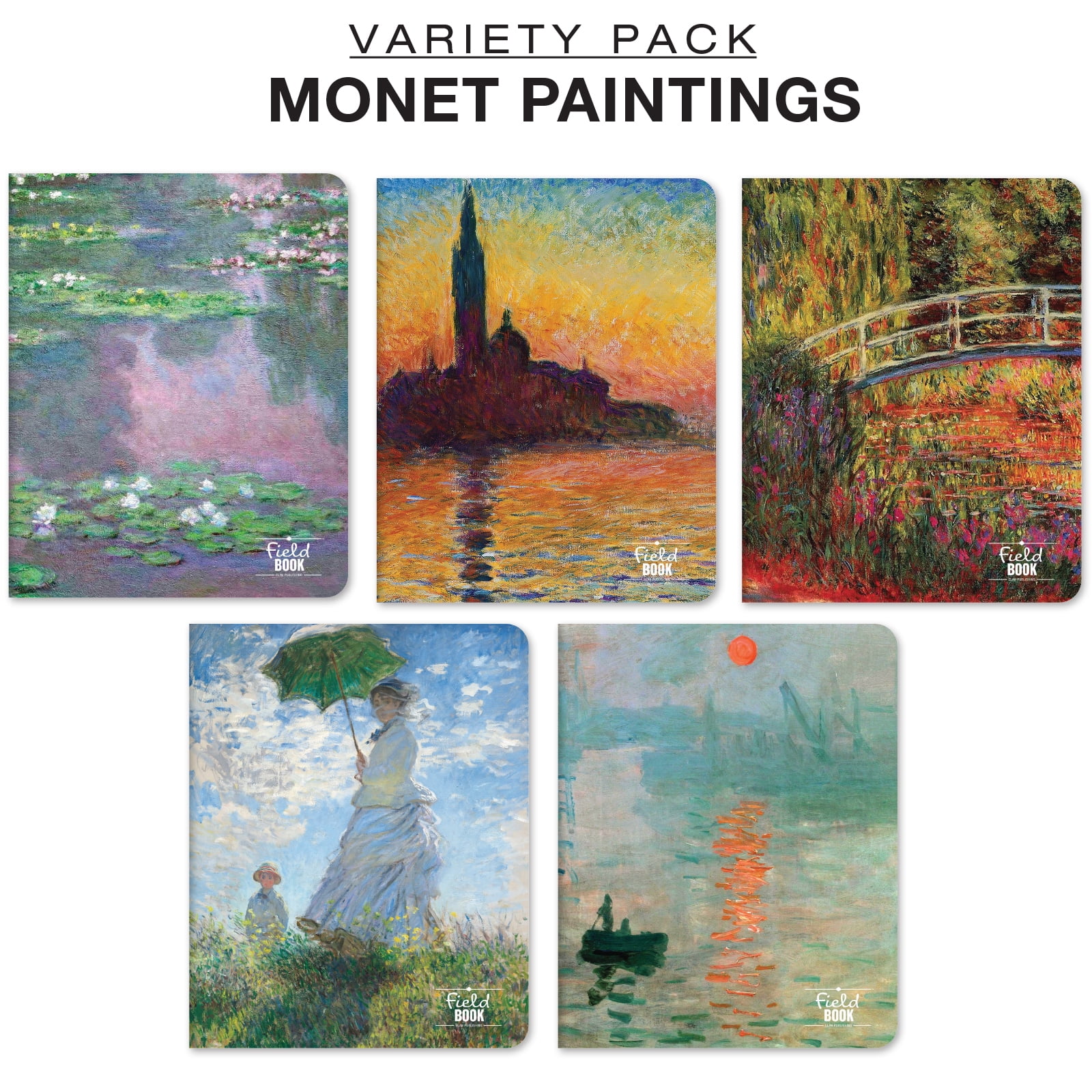 Elan Publishing Company Field Notebook/Journal - 8"x10" - Monet Covers - Lined - Pack of 5