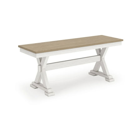 Signature Design by Ashley Westlinport Farmhouse Style Dining Bench, Antique White