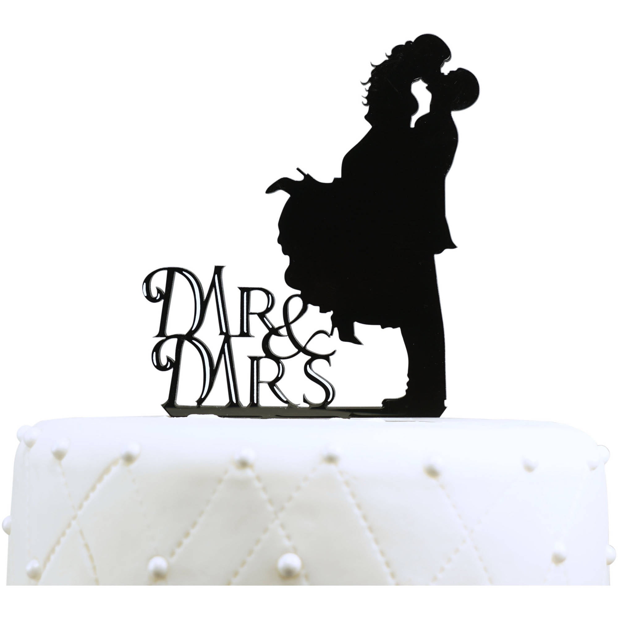 Romantic Wedding Engagement Mr Mrs Bride Groom Acrylic Silhouette Cake Topper 