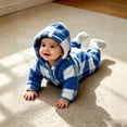 thumbnail image 6 of Enjoytime Newborn Girls Romper Plaid Long Sleeve Baby Boys Onesies Outfit Warm Fleece Hooded Jumpsuit Soft Fall Winter Clothes, 6 of 8