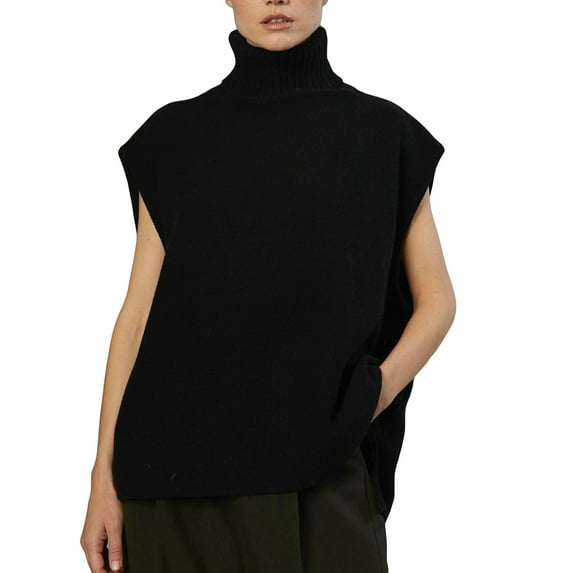 GXFC Women Fall Sweater Vest Sleeveless Turtleneck Loose Tank Knit Pullover Autumn Warm Knitwear Clothes for Women for Casual Daily