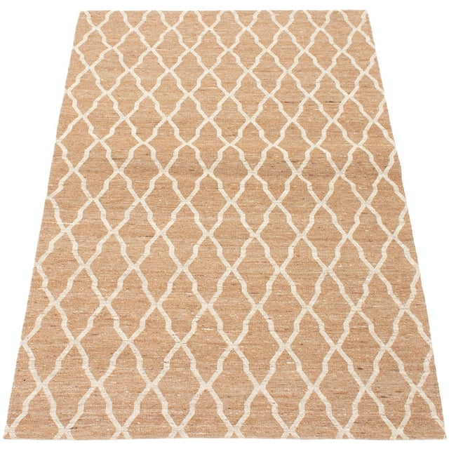 ECARPETGALLERY 5'2" x 7'10" Transitional Collage Handmade Area Rug for Living Room, Dining Room and Bedroom in Brown