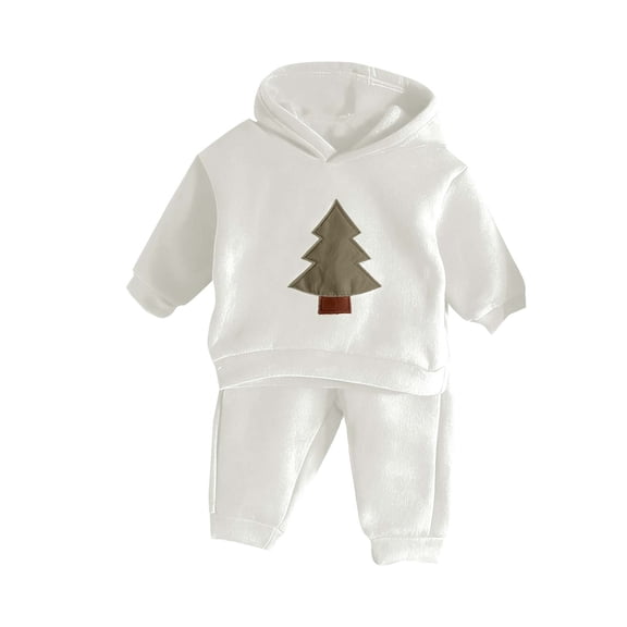 BLVB Toddler Baby Boy Girl Christmas Outfits Long Sleeve Hoodie Sweatshirt Christmas Tree Pant 2PCS Fall Winter Clothes Set