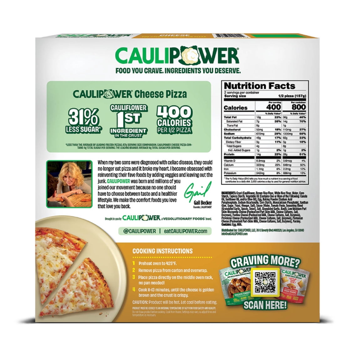 Cheese Lovers Cauliflower Crust Frozen Pizza, Gluten-Free, Brand CAULIPOWER